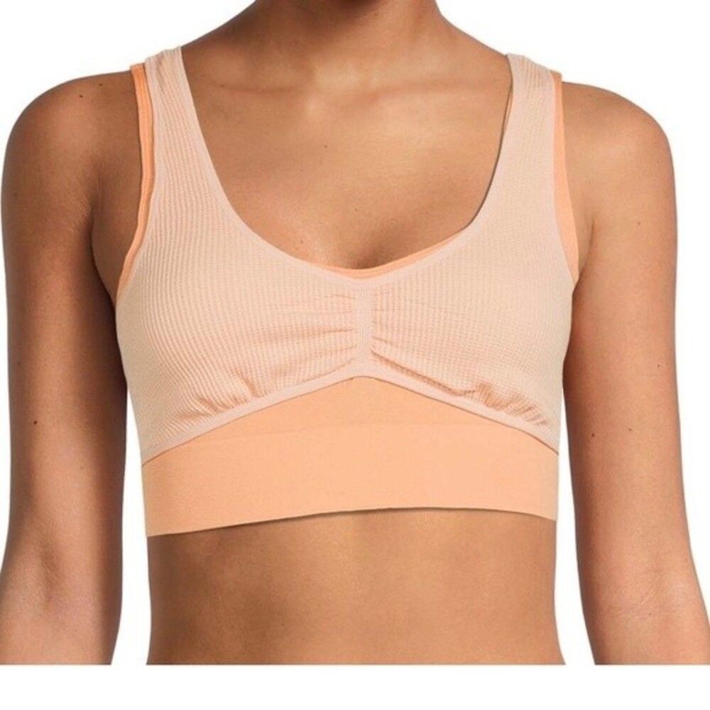 No Boundaries Juniors Seamless Double Layered Bralette Medium NWT Orange